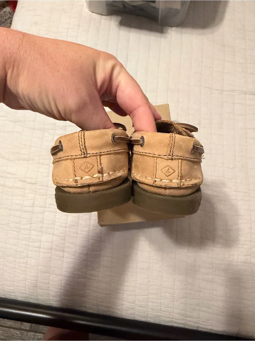 Sperry Kids Tan Leather Boat Shoes with Navy Insole